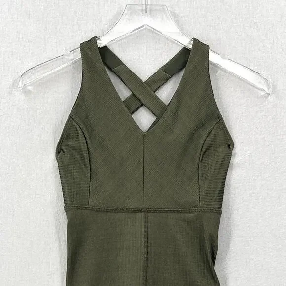 TWENTY MONTREAL Colorsphere Rib Romper XS Olive Biker Unitard Criss Cross Back - Picture 6 of 10